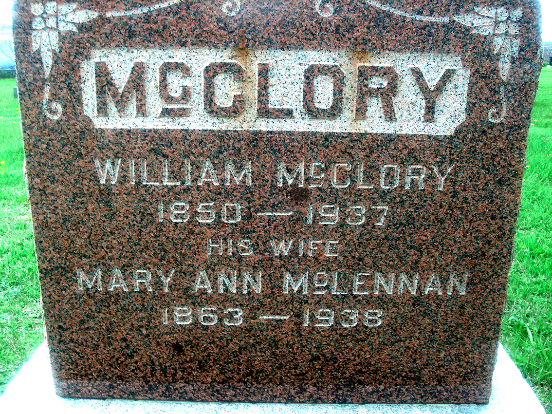 Photo of headstones/Mary Ann McLennan 1863 - 1938 hdstn Donegal cem Perth co ON